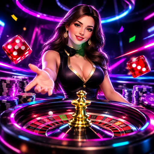 Mesa da Lightning Roulette com apresentador girando a roleta ao vivo